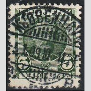 FRIM�RKER DANMARK | 1907 - AFA 54 - Frederik VIII 5 �re gr�n - Lux Stemplet 