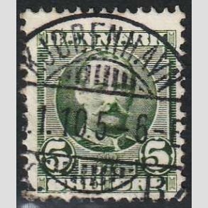 FRIM�RKER DANMARK | 1907 - AFA 54 - Frederik VIII 5 �re gr�n - Lux Stemplet 