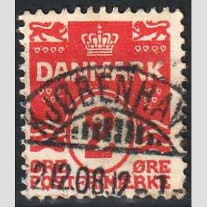 FRIM�RKER DANMARK | 1905-06 - AFA 43 - B�lgelinie 2 �re r�d Krone III - Lux Stemplet
