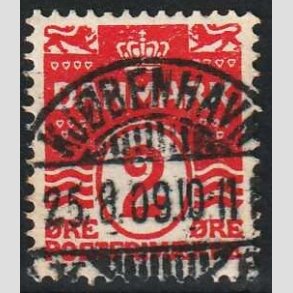 FRIM�RKER DANMARK | 1905-06 - AFA 43 - B�lgelinie 2 �re r�d Krone III - Lux Stemplet