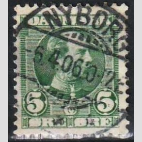 FRIMRKER DANMARK | 1905-06 - AFA 52 - Chr. IX 5 re grn - Lux Stemplet Nyborg