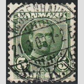 FRIM�RKER DANMARK | 1907 - AFA 54 - Frederik VIII 5 �re gr�n - Lux Stemplet 