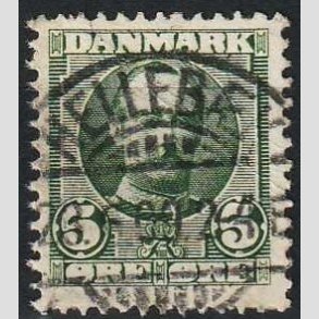 FRIM�RKER DANMARK | 1907 - AFA 54 - Frederik VIII 5 �re gr�n - Lux Stemplet Helleb�k