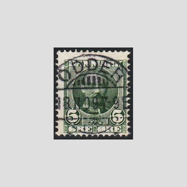 FRIMRKER DANMARK | 1907 - AFA 54 - Frederik VIII 5 re grn - Lux Stemplet Odder