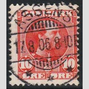 FRIMRKER DANMARK | 1905-06 - AFA 53 - Chr. IX 10 re rd - Lux Stemplet Assens