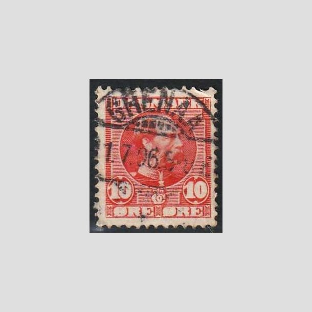 FRIMRKER DANMARK | 1905-06 - AFA 53 - Chr. IX 10 re rd - Pragt Stemplet Grenaa