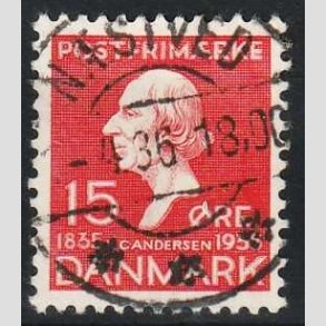 FRIM�RKER DANMARK | 1935 - AFA 226 - H. C. Andersen 15 �re r�d - Lux Stemplet N�stved