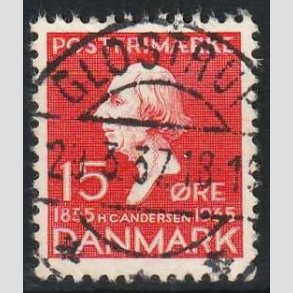 FRIM�RKER DANMARK | 1935 - AFA 226 - H. C. Andersen 15 �re r�d - Lux Stemplet Glostrup