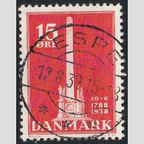 FRIM�RKER DANMARK | 1938 - AFA 244 - Stavnsb�ndet 15 �re r�d - Lux Stemplet Espe