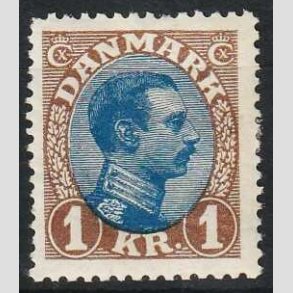 FRIMRKER DANMARK | 1921-22 - AFA 131a - Chr. X 1 Kr. brun/bl Type II - Ubrugt!