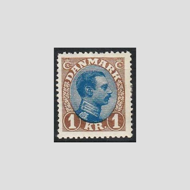 FRIMRKER DANMARK | 1921-22 - AFA 131a - Chr. X 1 Kr. brun/bl Type II - Ubrugt!