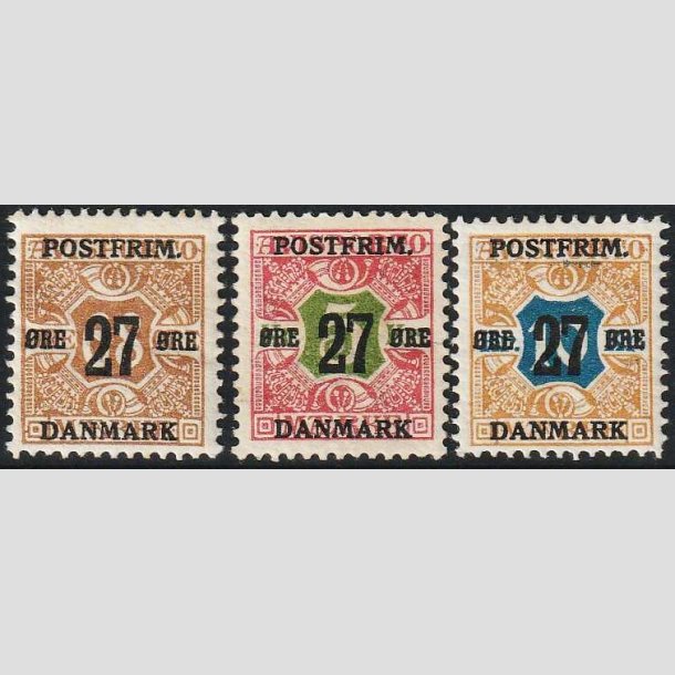 FRIMRKER DANMARK | 1918 - AFA 94-96 - 27 re/68 - 27 re/10 kr. provisorium - Ubrugt