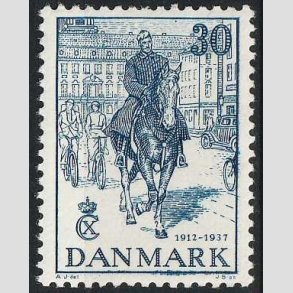 FRIMRKER DANMARK | 1937 - AFA 242 - Chr. X 25 re jubilum 30 re bl - Postfrisk