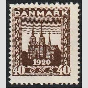 FRIM�RKER DANMARK | 1920-21 - AFA 114 - Genforening 40 �re brun - Postfrisk