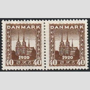 FRIMRKER DANMARK | 1920-21 - AFA 114 - Genforening 40 re brun i par - Ubrugt