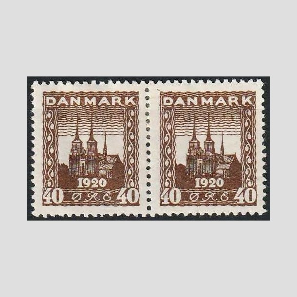 FRIMRKER DANMARK | 1920-21 - AFA 114 - Genforening 40 re brun i par - Ubrugt