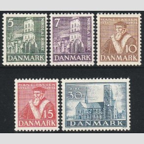 FRIMRKER DANMARK | 1936 -  AFA 229-233 - Reformationen i komplet st - Ubrugt