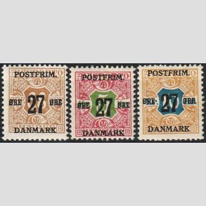 FRIMRKER DANMARK | 1918 - AFA 94-96 - 27 re/68 - 27 re/10 kr. provisorium - Ubrugt