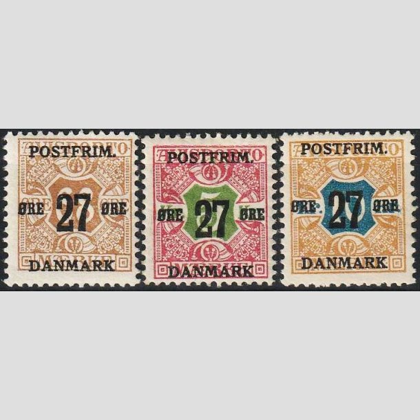 FRIMRKER DANMARK | 1918 - AFA 94-96 - 27 re/68 - 27 re/10 kr. provisorium - Ubrugt