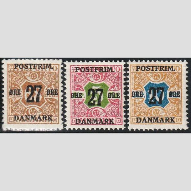 FRIMRKER DANMARK | 1918 - AFA 94-96 - 27 re/68 - 27 re/10 kr. provisorium - Ubrugt