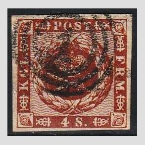 FRIMRKER DANMARK | 1858-62 - AFA 7 - 4 Skilling brun - Stemplet
