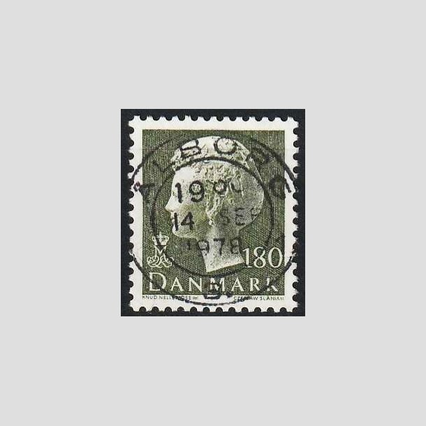 FRIMRKER DANMARK | 1977 - AFA 647 - Dronning Margrethe - 180 re sortgrn - Pragt Stemplet