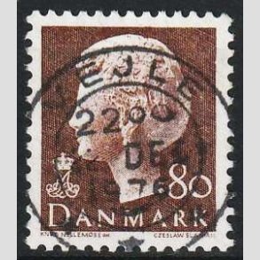 FRIMRKER DANMARK | 1976 - AFA 618 - Dronning Margrethe - 80 re brun - Pragt Stemplet 