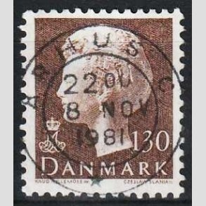 FRIMRKER DANMARK | 1981 - AFA 720 - Dronning Margrethe - 130 re brun - Pragt Stemplet 