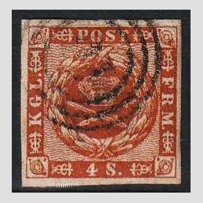 FRIMRKER DANMARK | 1858-62 - AFA 7 - 4 Skilling brun - Stemplet