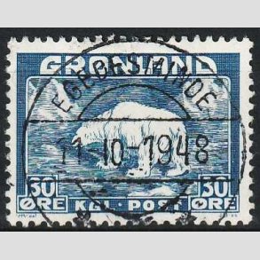 FRIMRKER GRNLAND | 1938 - AFA 6 - Isbjrn - 30 re bl - Lux Stemplet