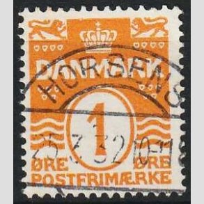 FRIM�RKER DANMARK | 1913-14 - AFA 77 - B�lgelinie - 1 �re orange - Lux Stemplet Horsens
