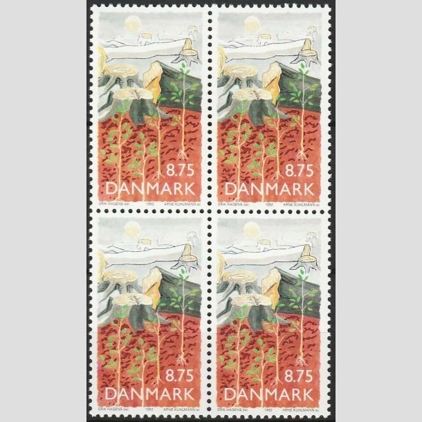 FRIMRKER DANMARK | 1992 - AFA 1022 - Natur, Milj og udvikling - 8,75 Kr. i 4-blok - Postfrisk