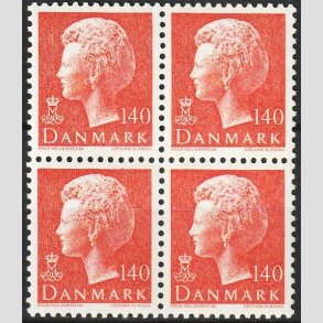 FRIMRKER DANMARK | 1980 - AFA 698 - Dronning Margrethe - 140 re orange i 4-blok - Postfrisk
