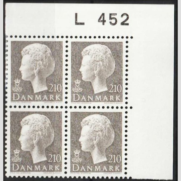 FRIMRKER DANMARK | 1980 - AFA 706 - Dronning Margrethe - 210 re gr i 4-blok m. marginal- PF