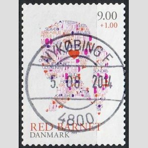 FRIMRKER DANMARK | 2013 - AFA 1768 - Red barnet - 9,00 + 1 Kr. flerfarvet - Pragt Stemplet