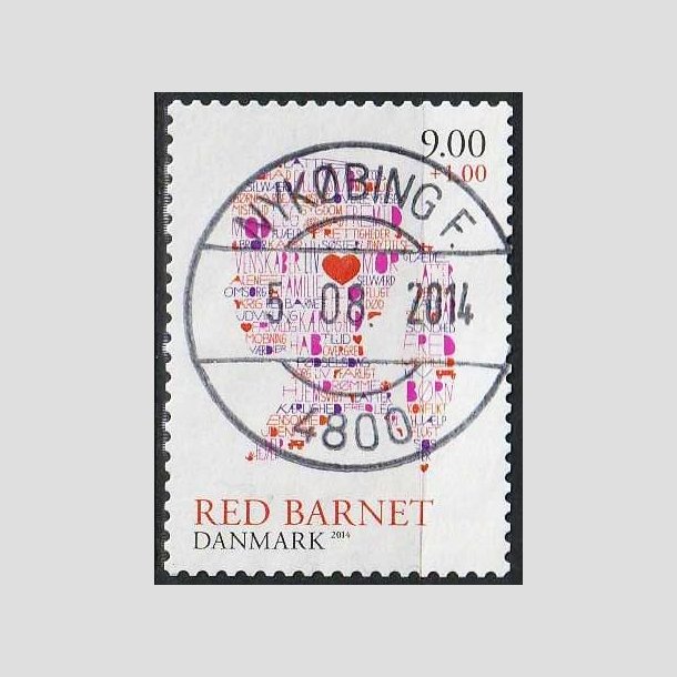 FRIMRKER DANMARK | 2013 - AFA 1768 - Red barnet - 9,00 + 1 Kr. flerfarvet - Pragt Stemplet