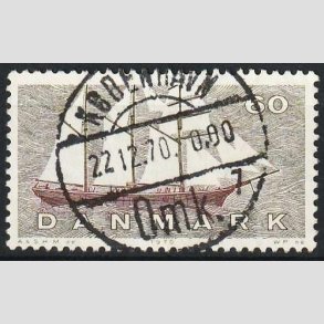 FRIM�RKER DANMARK | 1970 - AFA 505 - Dansk Skibsfart - 60 �re gr�oliv/r�dbrun - Pragt Stemplet