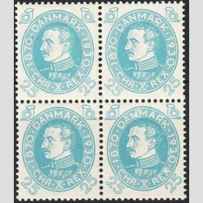 FRIMRKER DANMARK | 1930 - AFA 192 - Chr. X 60 r - 25 re bl i 4-blok - Postfrisk