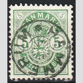 FRIM�RKER DANMARK | 1895 - AFA 34C - 5 �re gr�n - Lux Stemplet Hammerum
