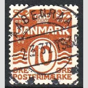 FRIM�RKER DANMARK | 1930 - AFA 185a - B�lgelinie 10 �re r�dbrun - Lux Stemplet Aabenraa