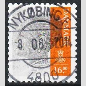 FRIMRKER DANMARK | 2013 - AFA 1737 - Dronning Margrethe - 16 Kr. gr/orange - Pragt Stemplet