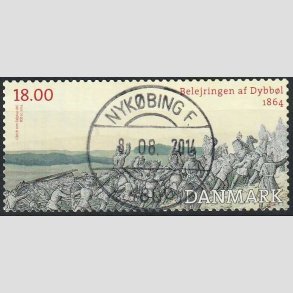 FRIM�RKER DANMARK | 2014 - AFA 1771 - Dybb�l 1864 - 18,00 Kr. flerfarvet - Pragt Stemplet