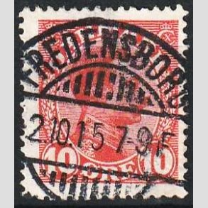 FRIMRKER DANMARK | 1913 - AFA 69 - Chr. X 10 re rd - Lux Stemplet Fredensborg