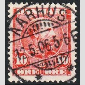 FRIMRKER DANMARK | 1905-06 - AFA 53 - Chr. IX 10 re rd - Lux Stemplet Aarhus