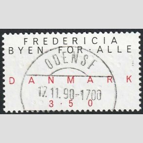 FRIMRKER DANMARK | 1990 - AFA 979 - Byen for alle - 3,50 Kr. sort/rd - Lux Stemplet