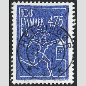 FRIM�RKER DANMARK | 1991 - AFA 1004 - Hold Danmark rent - 4,75 Kr. bl� - Pragt Stemplet