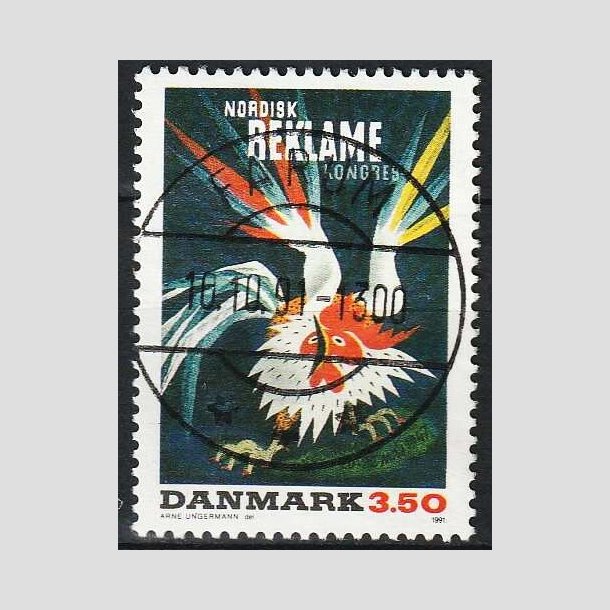 FRIMRKER DANMARK | 1991 - AFA 999 - Dansk Plakatkunst - 3,50 Kr. flerfarvet - Pragt Stemplet Farum