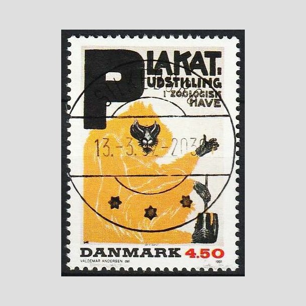 FRIMRKER DANMARK | 1991 - AFA 1000 - Dansk Plakatkunst - 4,50 Kr. - Pragt Stemplet Silkeborg