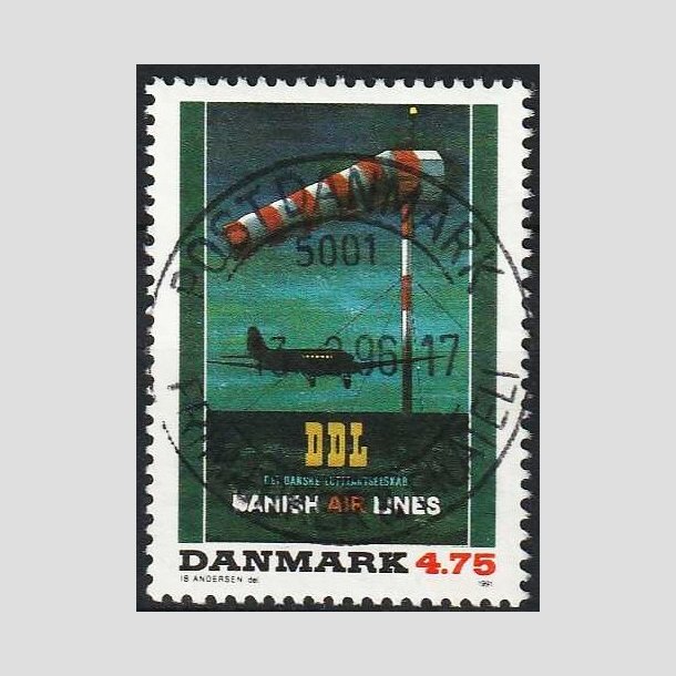 FRIMRKER DANMARK | 1991 - AFA 1001 - Dansk Plakatkunst - 4,75 Kr. flerfarvet - Pragt Stemplet