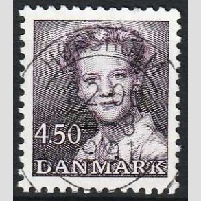 FRIMRKER DANMARK | 1990 - AFA 957 - Dronning Margrethe - 4,50 Kr. mrkviolet - Pragt Stemplet